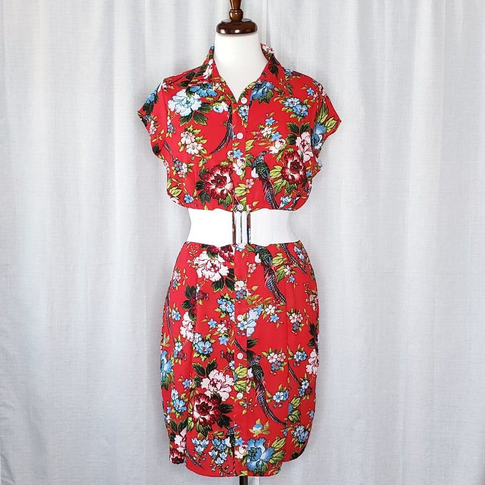 City Streets Short Sleeve Button Front Shirt Dress